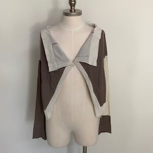 Tan and brown color block cardigan